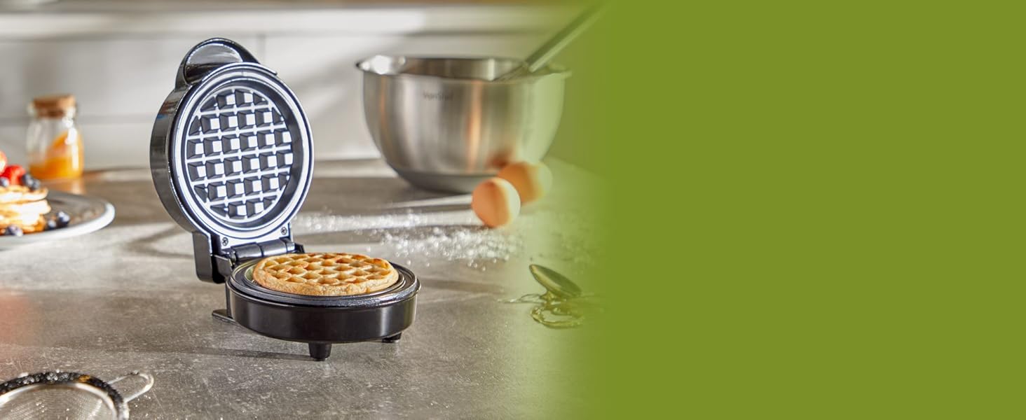 VonShef Mini Waffle Maker Waffle Iron 600W with 12.5cm Non Stick