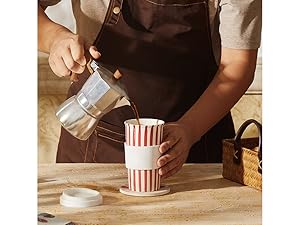 Reusable Cafe Ceramic travel mug, ceramic mug, coffee mug Taza de viaje de cerámica con tapa