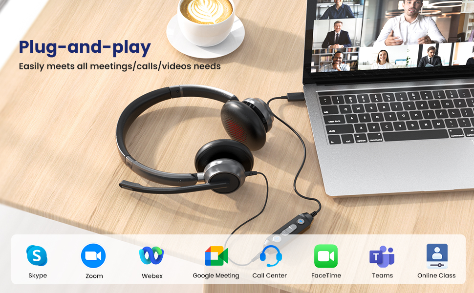 Mevoix USB Headset with Microphone for PC Laptop, Wired