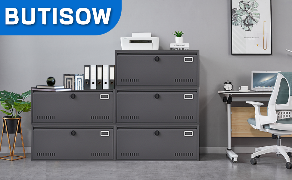 BUTISOW Lateral File with Lock,1 Drawer Steel Wide