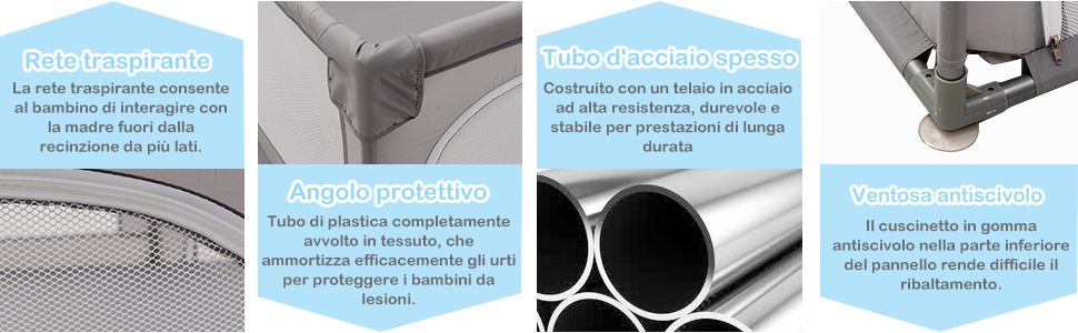 COSTWAY Box Per Bambini Centro Attività Portatile Per Neonati, Rete Traspirante, 190 X 150 X 70cm (Blu) 11 1