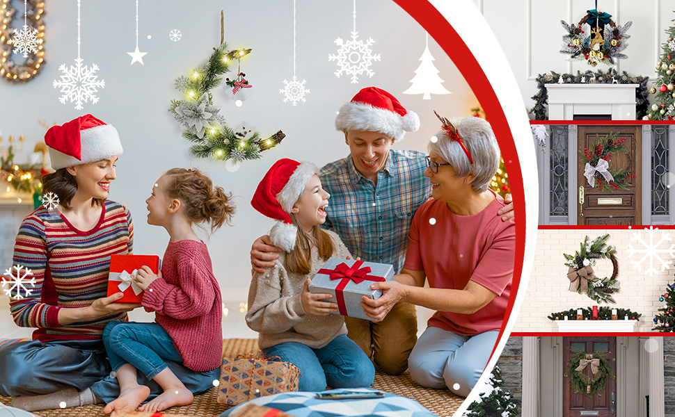 Half Moon Christmas Grapevine Wreaths 12 Inch LED Light