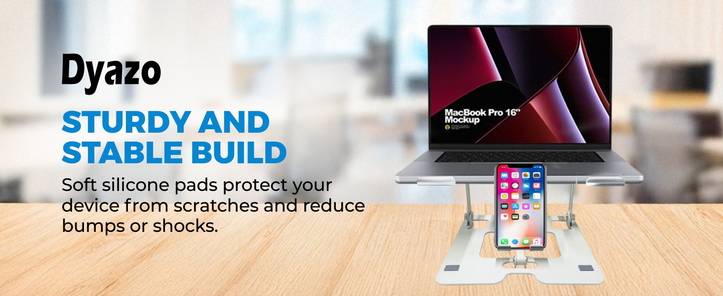 Dyazo 2 in 1 Adjustable Laptop Stand with Mobile Holder