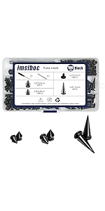 180 Sets 3 Sizes Cone Spikes Screwback Studs