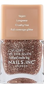 gold glitter nail polish with colour-matched cap