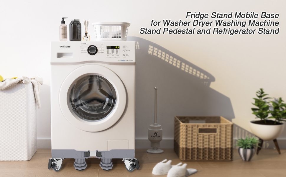 Arabest Mini Fridge Stand Mobile Base With 4 Locking Refrigerator Wheels And 8 Strong Feet For Washer Dryer Washing Machine Stand Pedestal, Refrigerator Stand, Adjustable Appliance Dolly Square 21 1