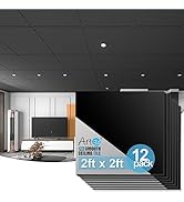 Art3d 12-Pack Smooth Black Drop Ceiling Tile 2ft x 2ft, PVC Ceiling Panel 24 x 24in.