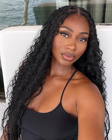 Knotless Boho Braided Wigs for Black Women Double Full Lace Boho Box Braid Wig Goddess Braided Wigs