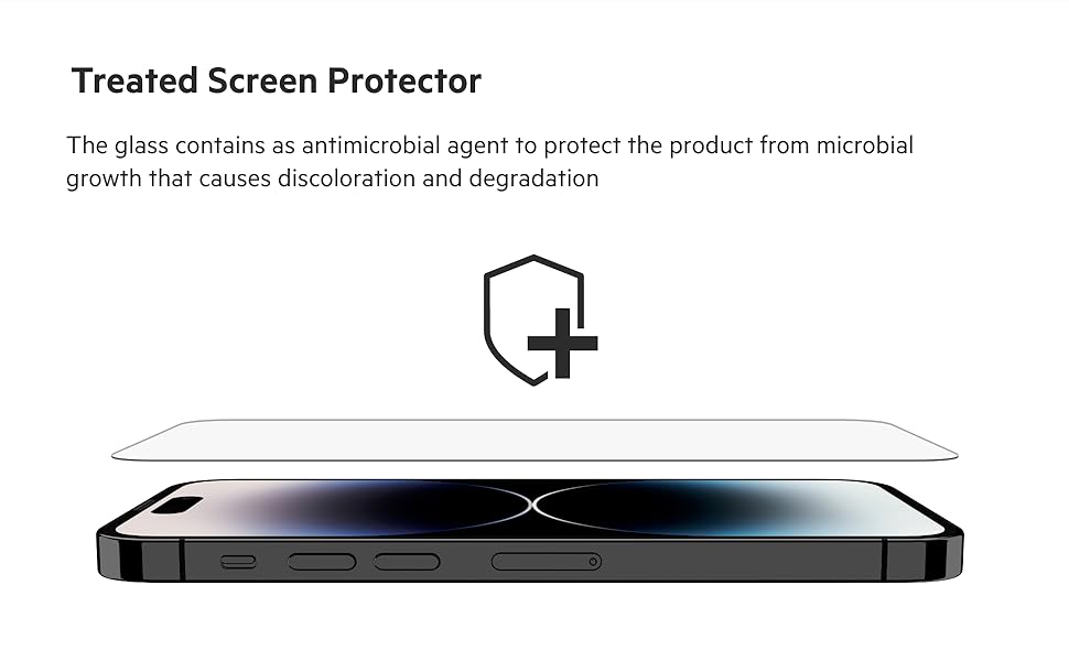 Belkin TemperedGlass iPhone 14 Pro Screen Protector, AntiMicrobial