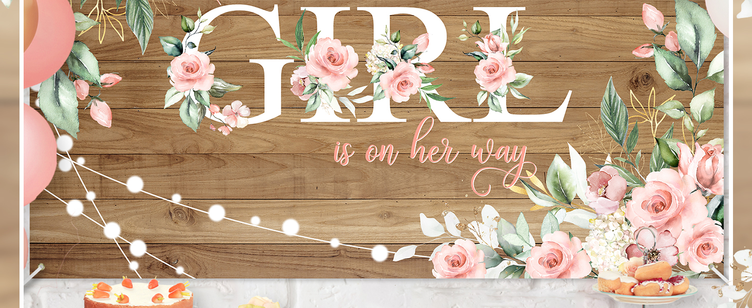 a sweet little girl is on her way baby shower party banner