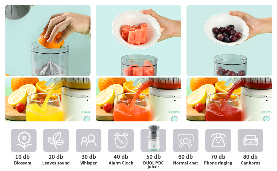 A variety of juices can be squeezed