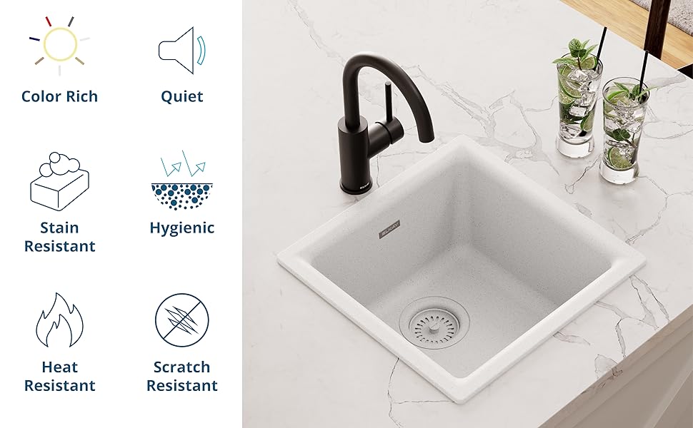 Elkay Quartz Classic ELG1616BK0 Black Single Bowl Dual Mount Bar Sink