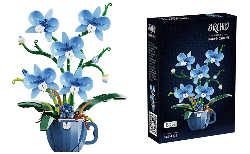 Amazon.com: iixeal Blue Orchid Flower Building Set for Amazon.com: iixeal Blue Orchid Flower Building Set for