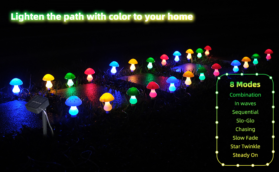 NOWSOK Solar Mushroom String Lights for Outside Garden Decor, Mushroom