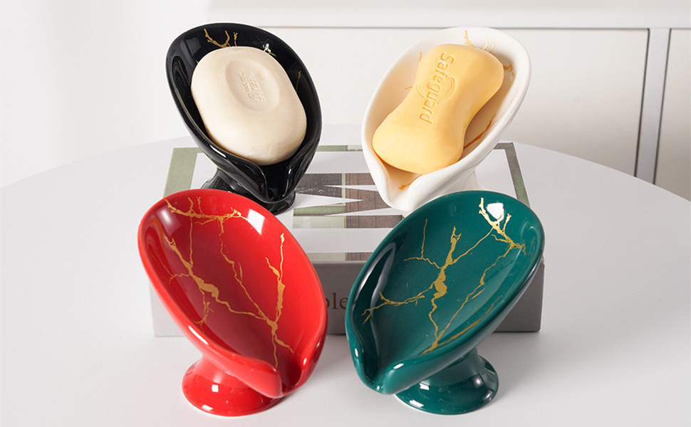 Soap Dish, Ceramic Soap Holder, Self Draining Soap Dish