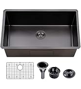 すーさん Ufaucet 28 Inch Undermount Kitchen Sink Black, 28x18