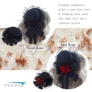 Amazon.co.jp: TaJiMy ミニハット 黒 ゴスロリ 帽子 シルク