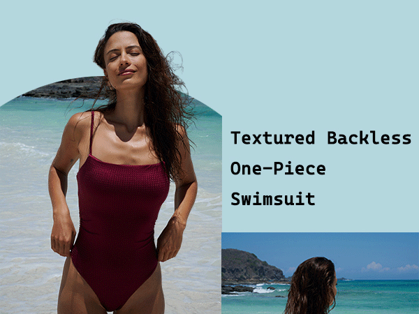 BERLOOK Women's Monokini Textured Backless Rouched Body BERLOOK Women's Monokini Textured Backless Rouched Body