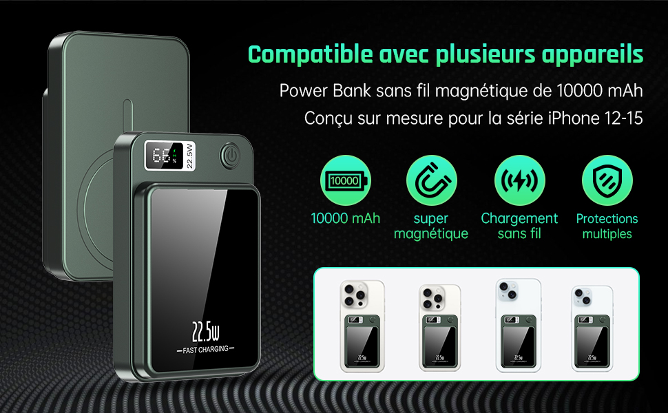 Banque d'alimentation magnétique sans fil