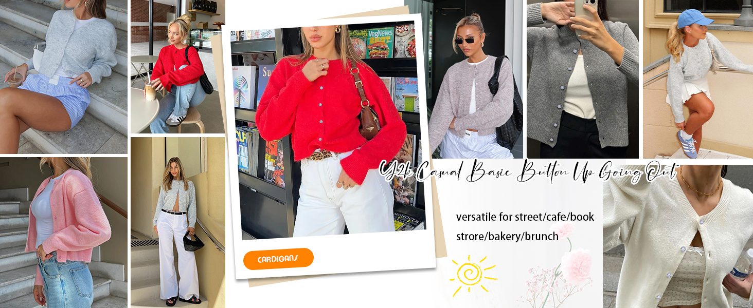 stylish solid button up cropped cardigan tops