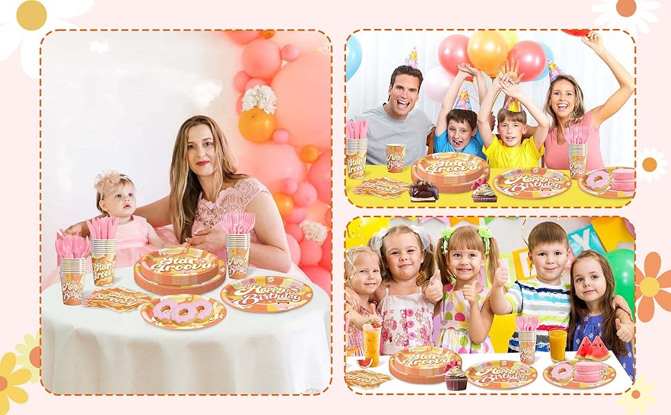 Groovy Plates and Napkins Groovy Birthday Decorations Boho