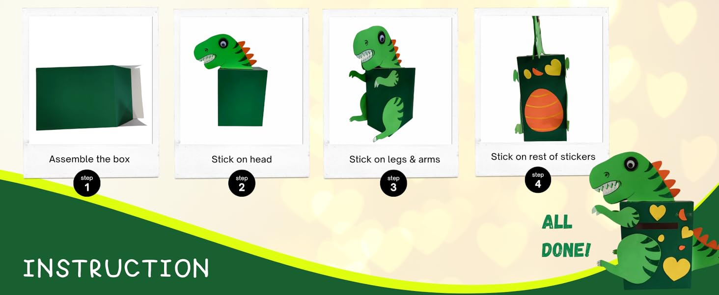 4E's Novelty DIY Dinosaur Valentines Card Box Craft Kit Makes 1 Valentines Day