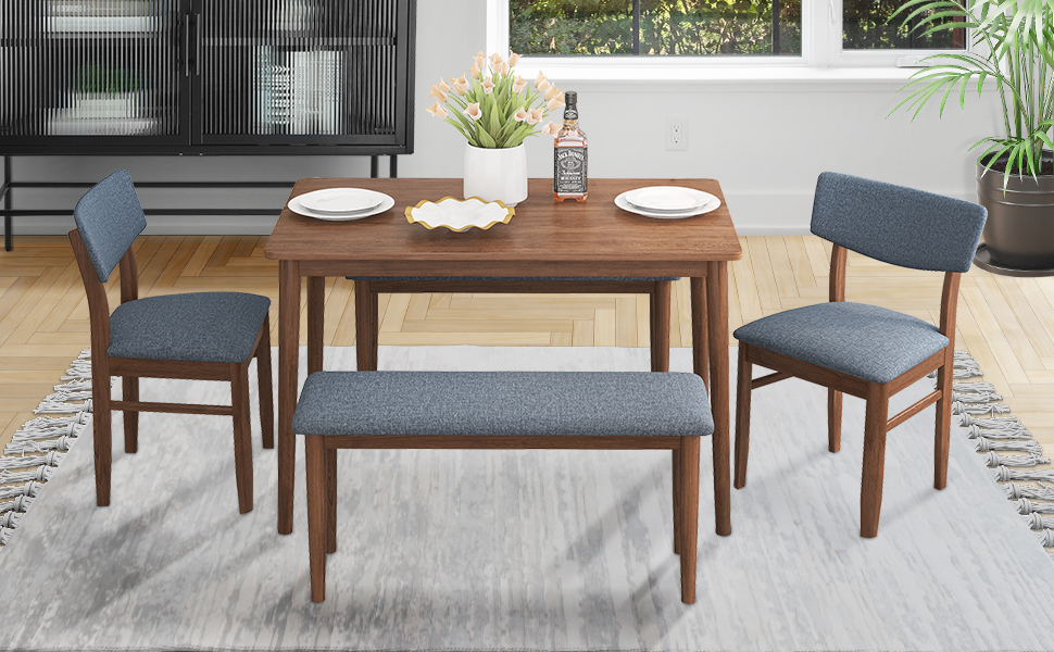 IKAYAA Dining Table Set for 46 with 2 Benches and 2