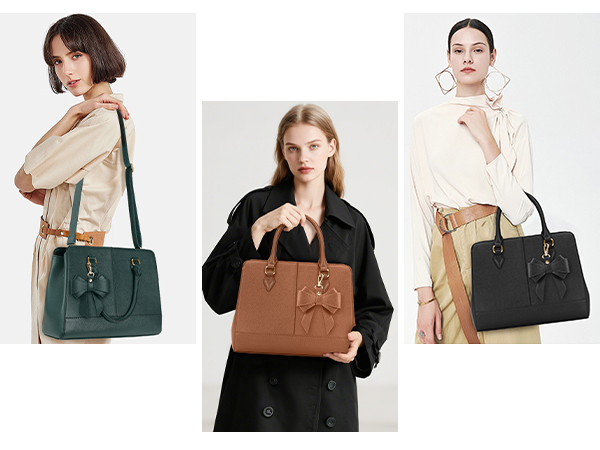 Text reads 'Image 1'. Composite photo showing three shoulder bags in green, brown, and black colors. Each bag features structured leather design with top handles and shoulder straps.