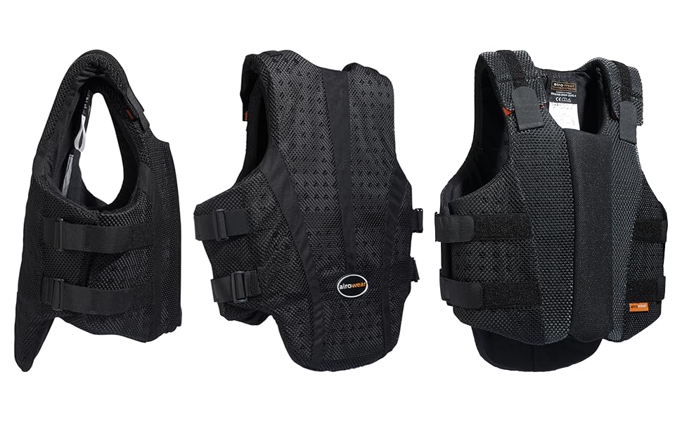 Airowear AirMesh II Teens Padded Body Protector Black T1 Slim Long Back Length