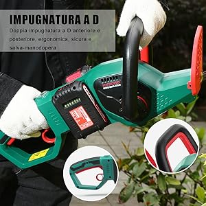 Tagliasiepi Elettrico HYECHO Tagliabordi Elettrico 18V + 2 Batterie 2.0Ah 11 Tagliasiepi Elettrico