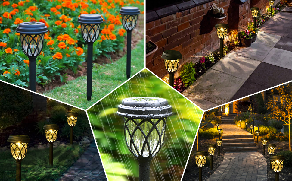 Anordsem Solar Lights Outdoor Garden6 PCS Solar Garden Lights