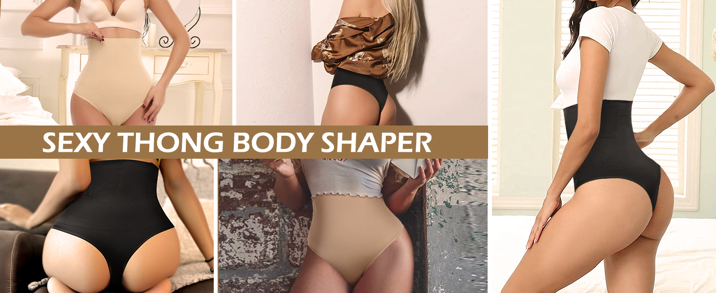 Thong Shapewear for Women Tummy Control Body Shaper High Waist Seamless Control Panties Underwear