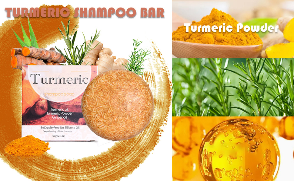 Shampoo em barra de açafrão para limpeza profunda, controle de óleo e hidratação de cabelos secos, sabão sólido natural