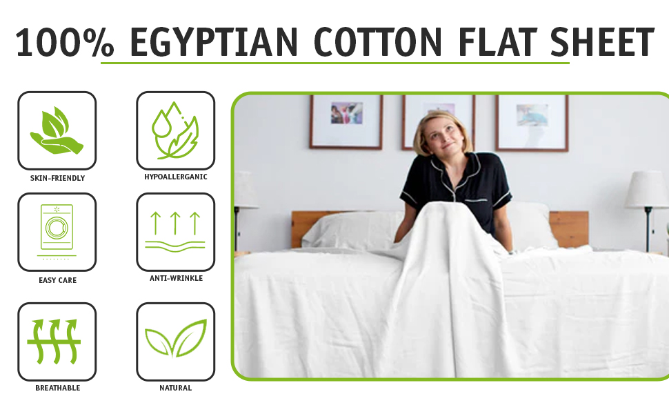 Hafaa Flat Sheets Double 100 Egyptian Cotton Bed Sheet 200 Thread
