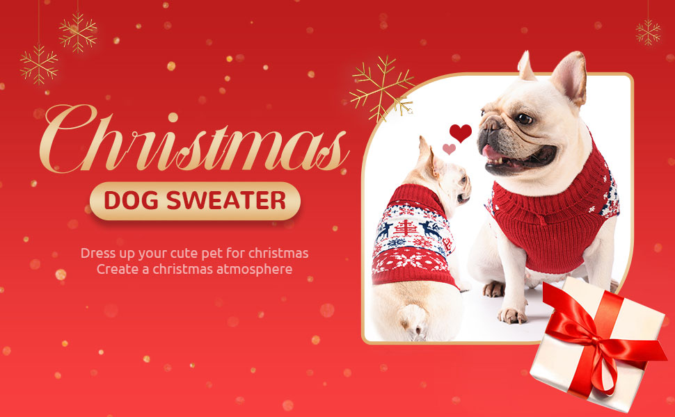 BAEJMJK Dog Christmas Sweater Xmas Pet Dog Turtleneck