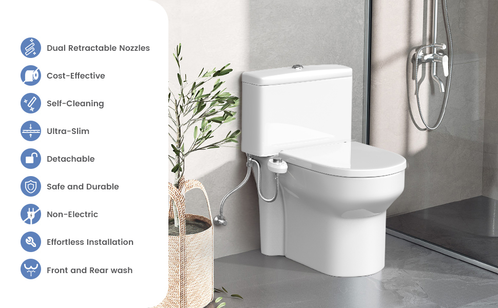 Aresmata UltraSlim Bidet Attachment for Toilet Effortless Non