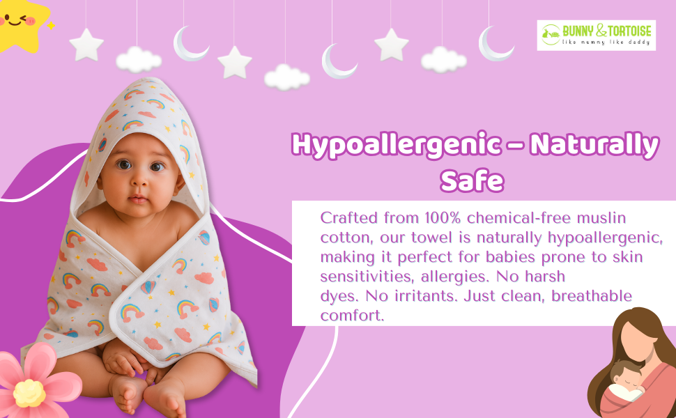 Muslin Cotton Hooded Bath Towel for Newborns