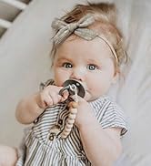 Baby Girl Linen Bows and Headbands, Stretchy Nylon Hairbands for Newborn Infant Toddler by Cherssy