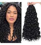 Leeven Gogo Curl Crochet Hair 14 Inch 8 Packs Black Ocean Wave Crochet Hair Pre Looped Deep Twist...