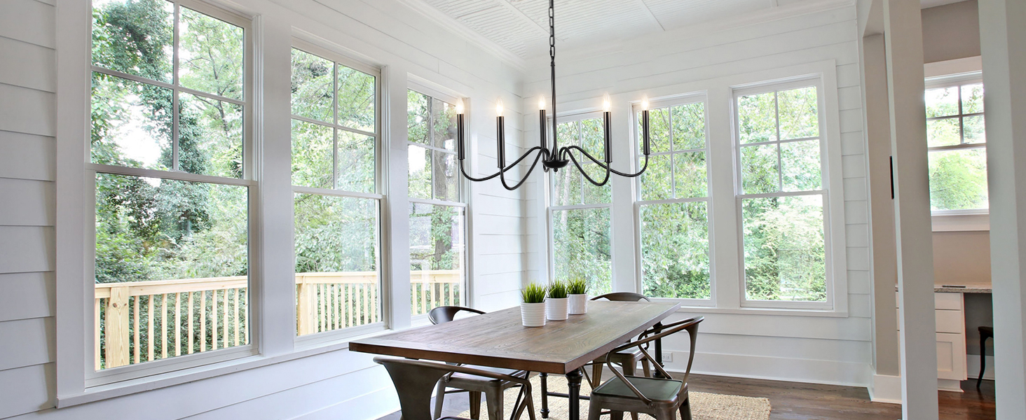 ETONIMERR Plug in Black Chandelier Lighting with Cord 5Light Farmhouse