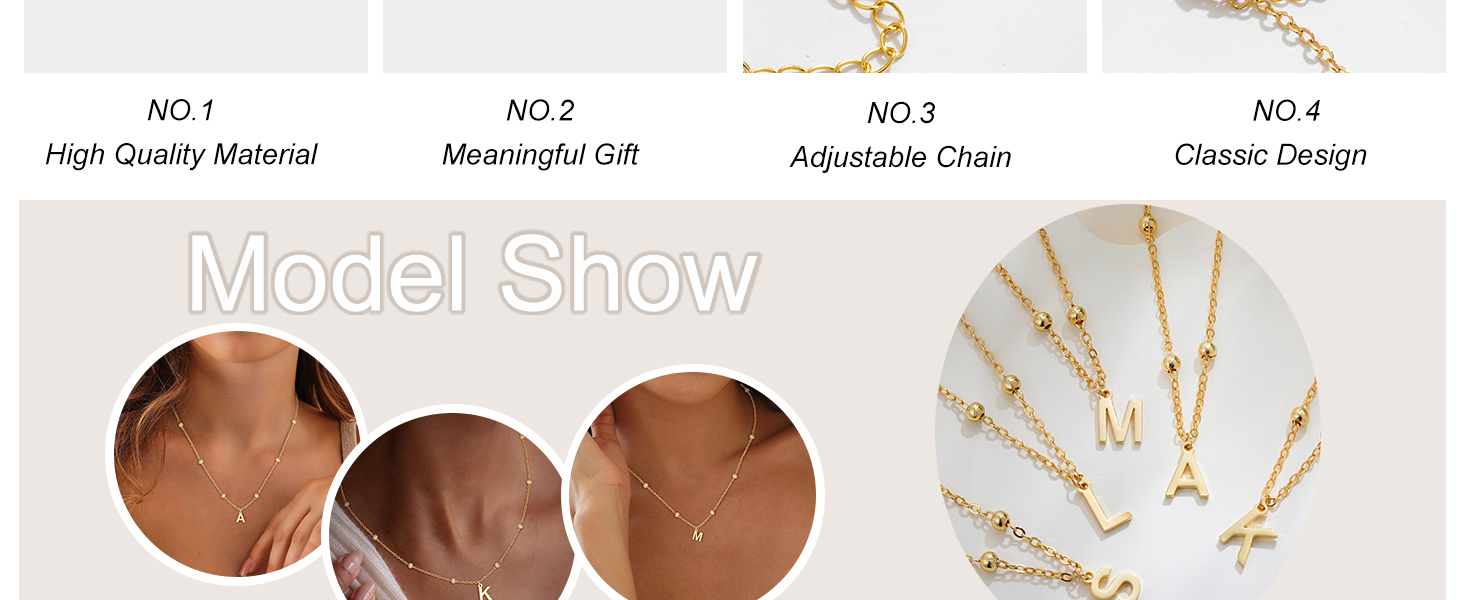 Initial Necklace for Women