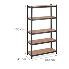 Relaxdays Schwerlastregal für Keller und Garage, 5 Ebenen, 1250 kg Tragkraft, Metall Lagerregal, 180x100x41 cm, Schwarz 59eeb05d 1ad7 4bc8 Bc3a F2c20288ac27. CR0,0,300,300 PT0 SX220 V1