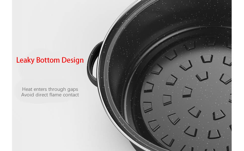 Enamel Oval Roaster, Oval Self Basting Roaster Roasting Pan with Bottom Add Water