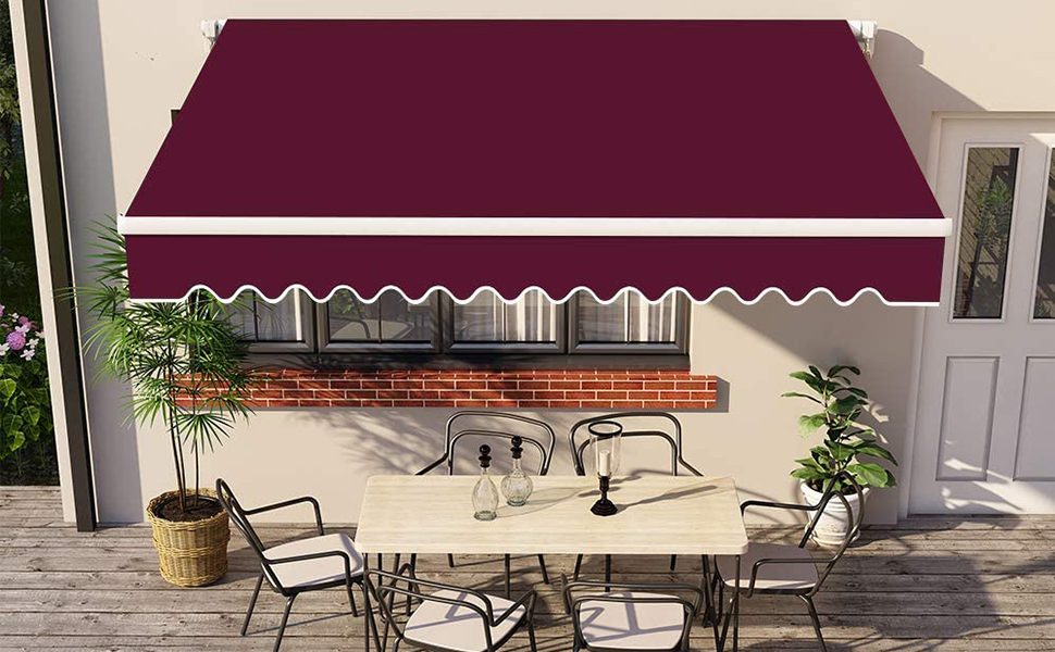 iropro DIY Patio Retractable Manual Awning, Gazebo Outdoor Canopy