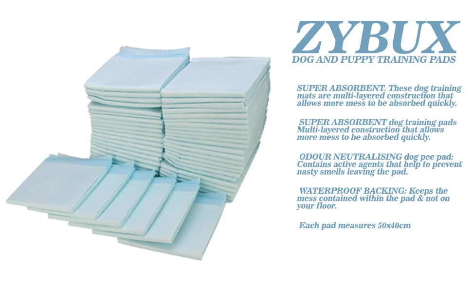 ZYBUX Dog and Puppy Training Pads Super Absorbent Leak Proof Odour