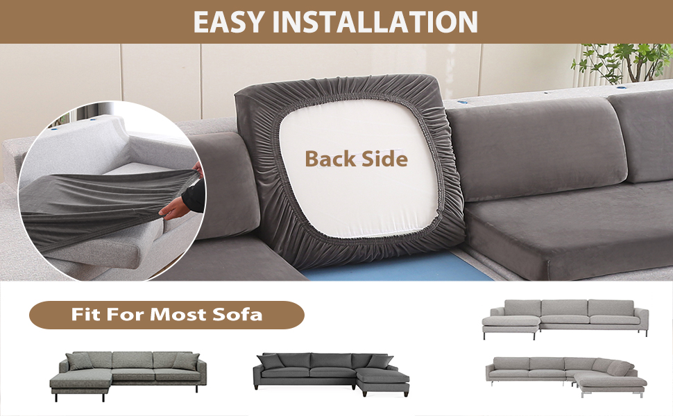 NeColorLife Velvet Sectional Sofa Cover Universal Couch