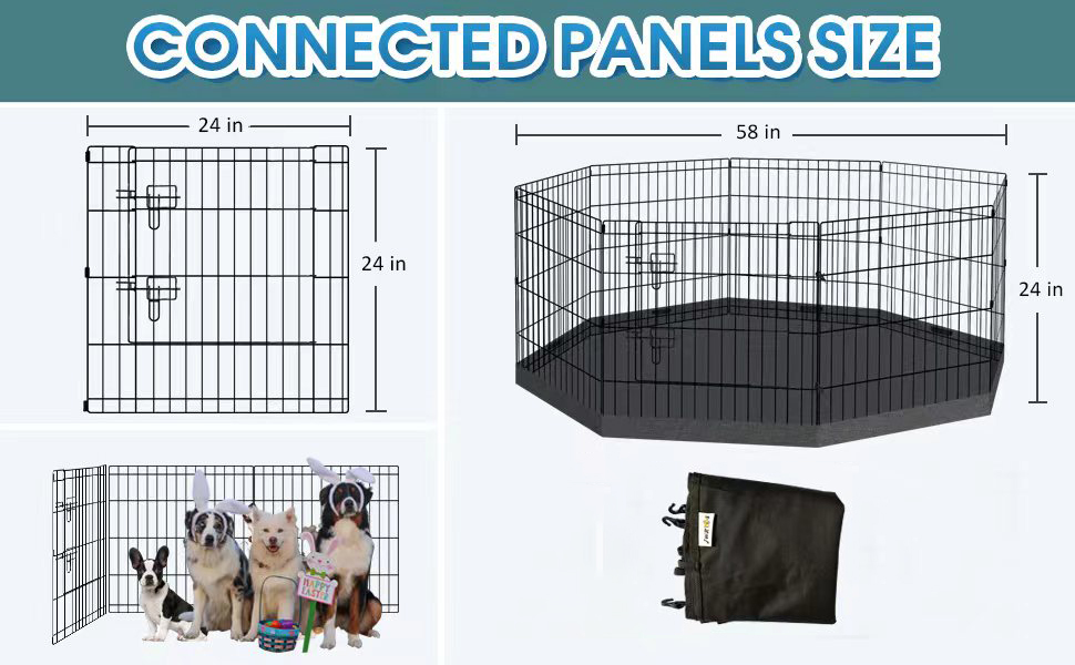 Dog Playpen Indoor with Bottom Pad/Top Cover, Dog Playpen