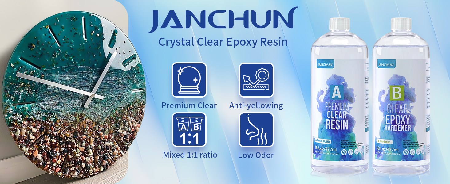 JANCHUN 32oz / 909ml Premium Clear Epoxy Resin Kit Casting and Coating