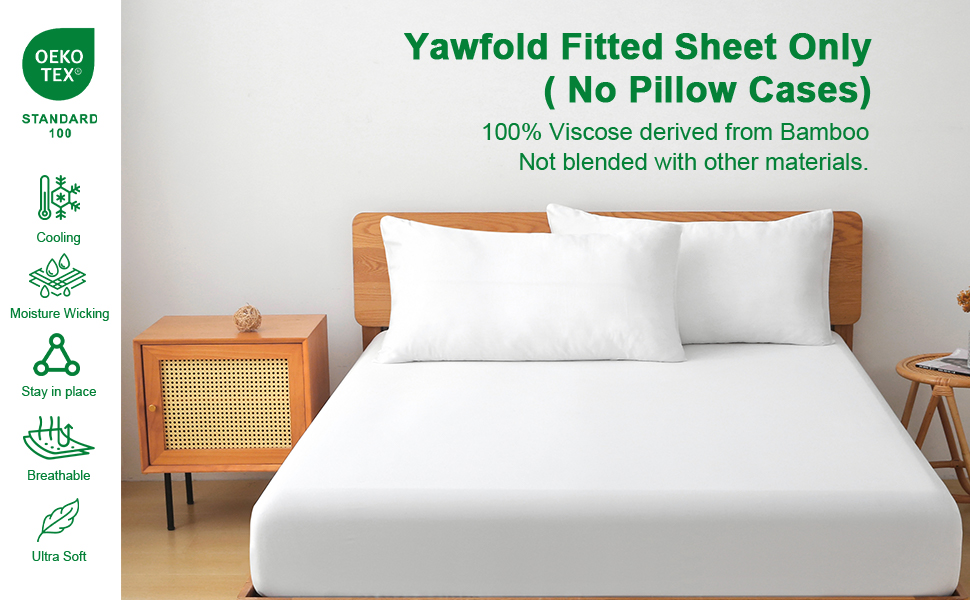 Yawfold Fitted Sheet Queen Only │ 100 Viscose Derived from Bamboo │ Fitted Sheet