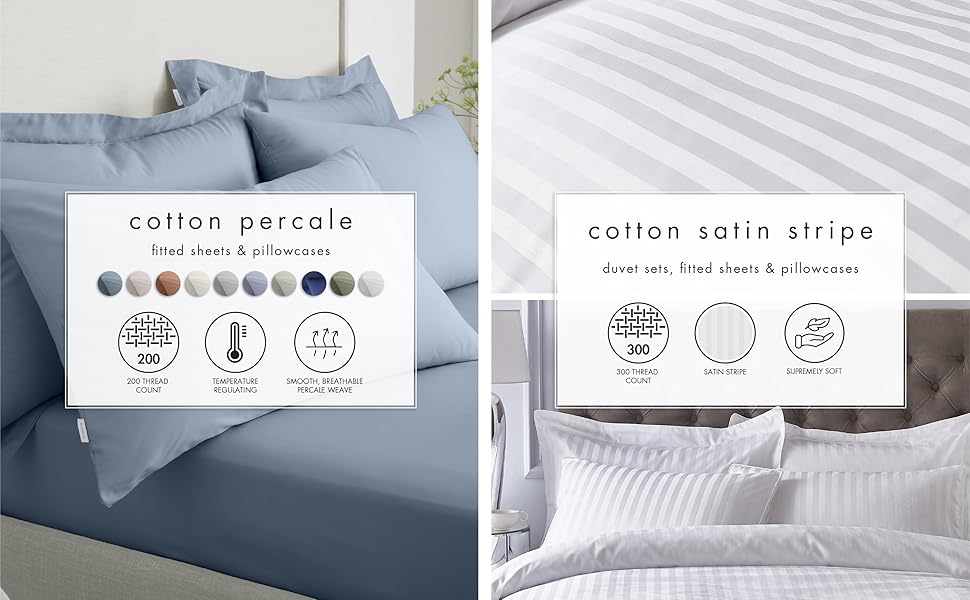 Bianca Cotton Percale & Satin Stripe
